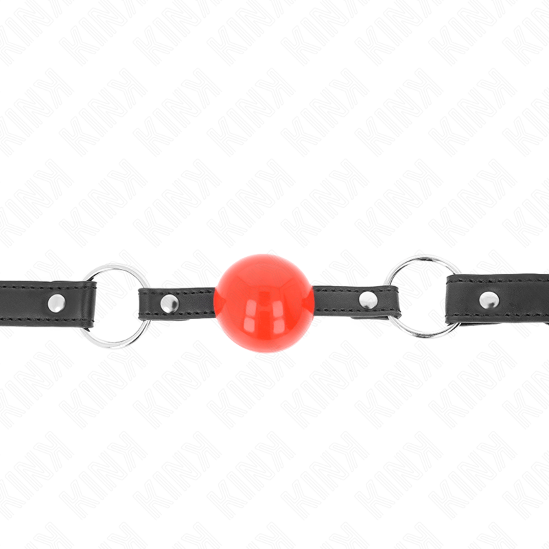 KINK - BALL 4 CM GAG CON SERRATURA SFERA ROSSA CINTURINO NERO 60 x 2 CM - KINK COLLAR & GAG - Intimo per le occasioni speciali | The Game Lingerie