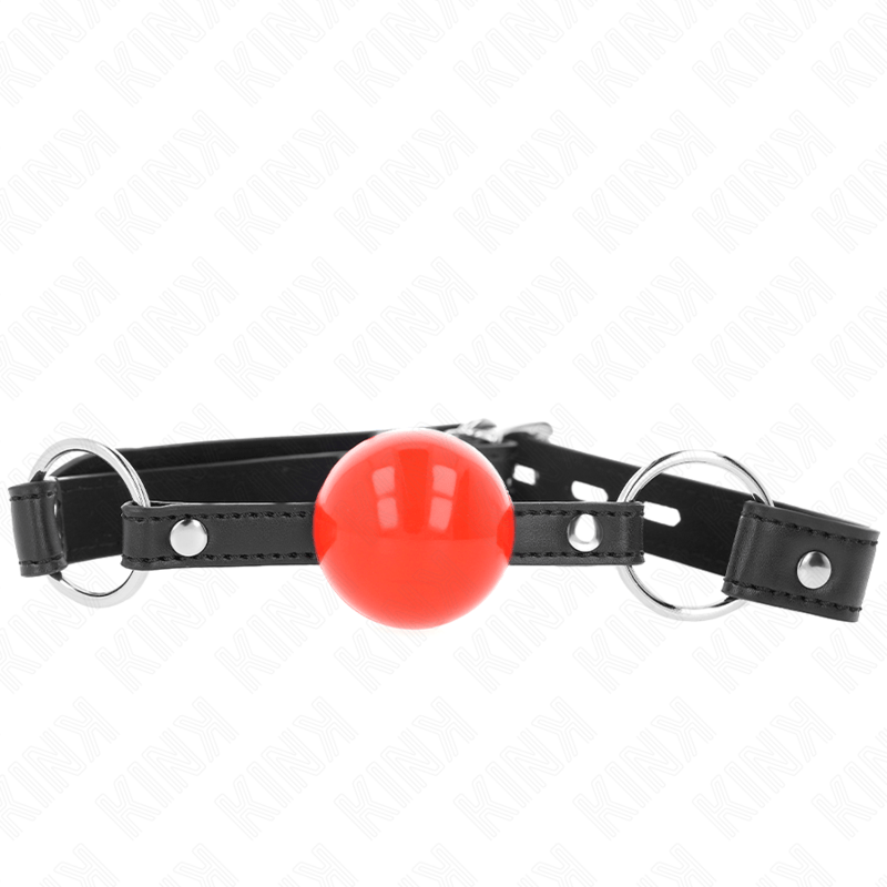 KINK - BALL 4 CM GAG CON SERRATURA SFERA ROSSA CINTURINO NERO 60 x 2 CM - KINK COLLAR & GAG - Intimo per le occasioni speciali | The Game Lingerie