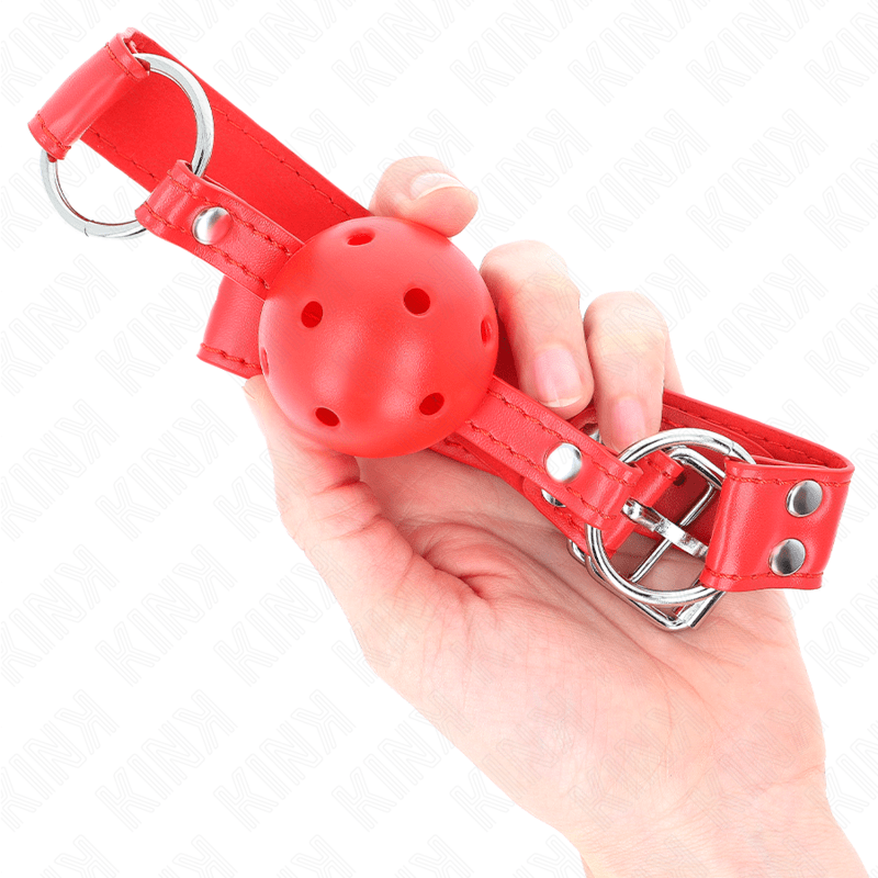 KINK - BALL GAG COMPLETO ROSSO CAVO DURO 62 x 2 CM - KINK COLLAR & GAG - Intimo per le occasioni speciali | The Game Lingerie