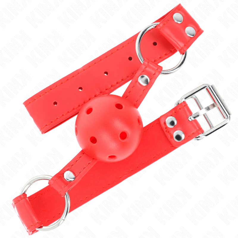 KINK - BALL GAG COMPLETO ROSSO CAVO DURO 62 x 2 CM - KINK COLLAR & GAG - Intimo per le occasioni speciali | The Game Lingerie