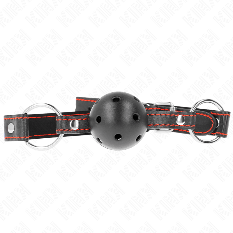 KINK - BALL GAG HOLLOW HARD NERO MODELLO 2 65 x 2,5 CM - KINK COLLAR & GAG - Intimo per le occasioni speciali | The Game Lingerie