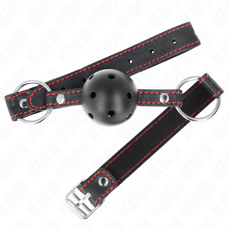 KINK - BALL GAG HOLLOW HARD NERO MODELLO 2 65 x 2,5 CM - KINK COLLAR & GAG - Intimo per le occasioni speciali | The Game Lingerie