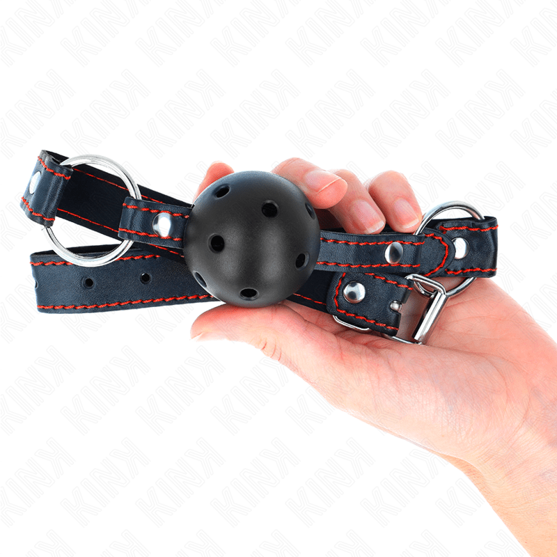 KINK - BALL GAG HOLLOW HARD NERO MODELLO 2 65 x 2,5 CM - KINK COLLAR & GAG - Intimo per le occasioni speciali | The Game Lingerie