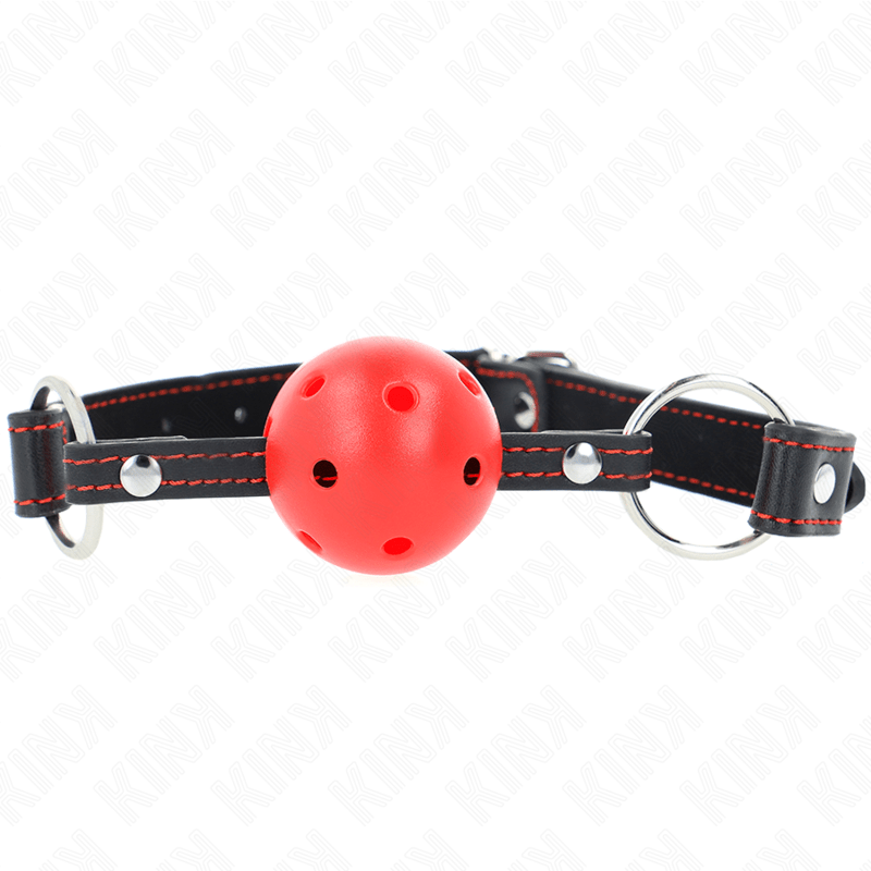 KINK - BALL GAG HOLLOW HARD ROSSO MODELLO 2 65 x 2,5 CM - KINK COLLAR & GAG - Intimo per le occasioni speciali | The Game Lingerie