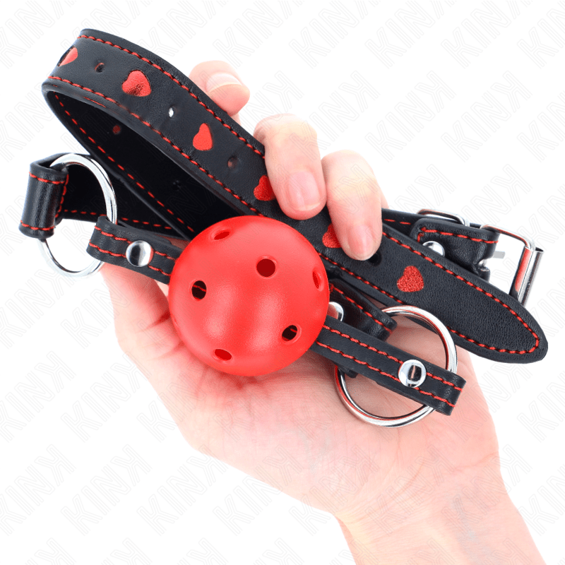 KINK - BALL GAG HOLLOW HARD ROSSO MODELLO 2 65 x 2,5 CM - KINK COLLAR & GAG - Intimo per le occasioni speciali | The Game Lingerie