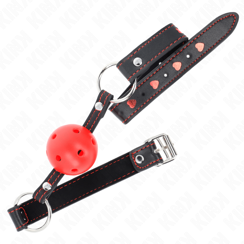 KINK - BALL GAG HOLLOW HARD ROSSO MODELLO 2 65 x 2,5 CM - KINK COLLAR & GAG - Intimo per le occasioni speciali | The Game Lingerie