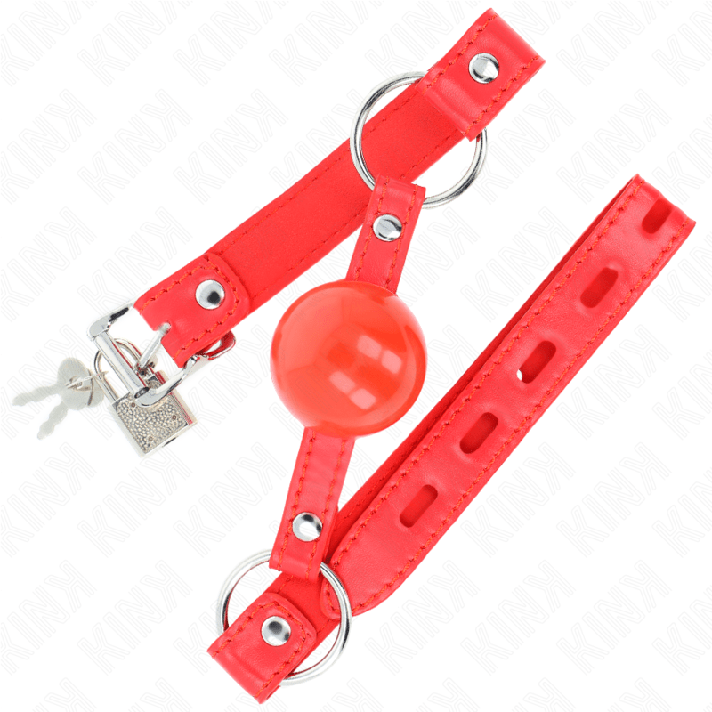 KINK - BALLA IN TPE 4 CM CON SERRATURA ROJO 60 x 2 CM - KINK COLLAR & GAG - Intimo per le occasioni speciali | The Game Lingerie