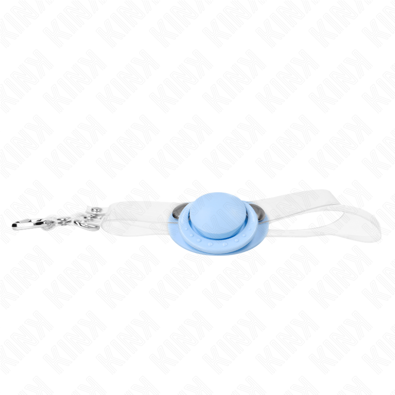 KINK - BAVAGLIO A FORMA DI CIUCCIO AZZURRO 5.5 x 4 CM REGOLABILE 43 - 60 CM - KINK COLLAR & GAG - Intimo per le occasioni speciali | The Game Lingerie