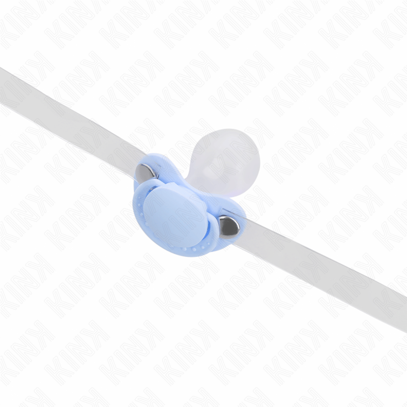 KINK - BAVAGLIO A FORMA DI CIUCCIO AZZURRO 5.5 x 4 CM REGOLABILE 43 - 60 CM - KINK COLLAR & GAG - Intimo per le occasioni speciali | The Game Lingerie