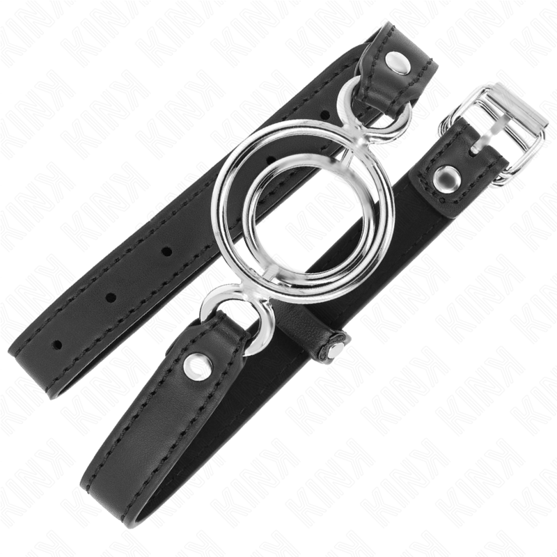 KINK - BAVAGLIO CON O - RING MULTIPLI 5 CM NERO 63 X 2,5 CM - KINK COLLAR & GAG - Intimo per le occasioni speciali | The Game Lingerie