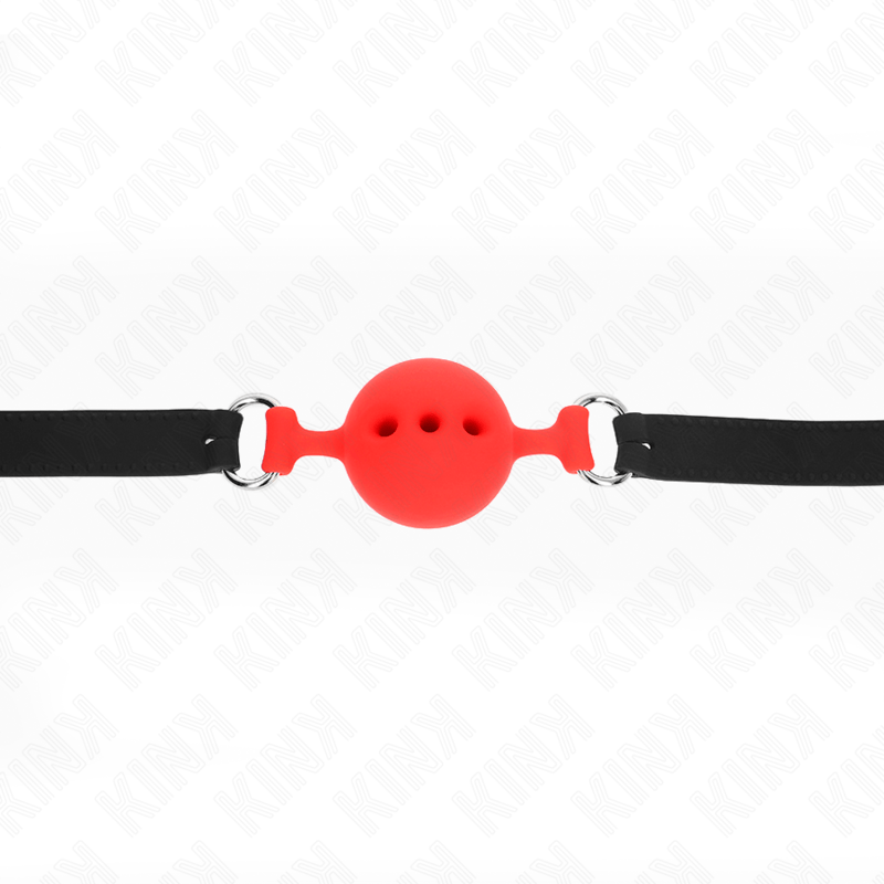 KINK - BAVAGLIO IN SILICONE INTERO 55 x 2 CM CON SFERA DA 4,5 CM MISURA M ROSSO REGOLABILE 35 - 51 CM - KINK COLLAR & GAG - Intimo per le occasioni speciali | The Game Lingerie