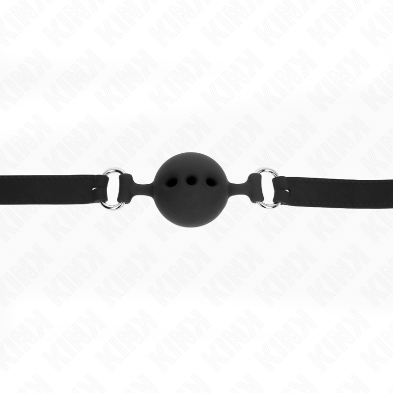 KINK - BAVAGLIO IN SILICONE INTERO 55 x 2 CM CON SFERA DA 5 CM MISURA L NERO REGOLABILE 35 - 51 CM - KINK COLLAR & GAG - Intimo per le occasioni speciali | The Game Lingerie