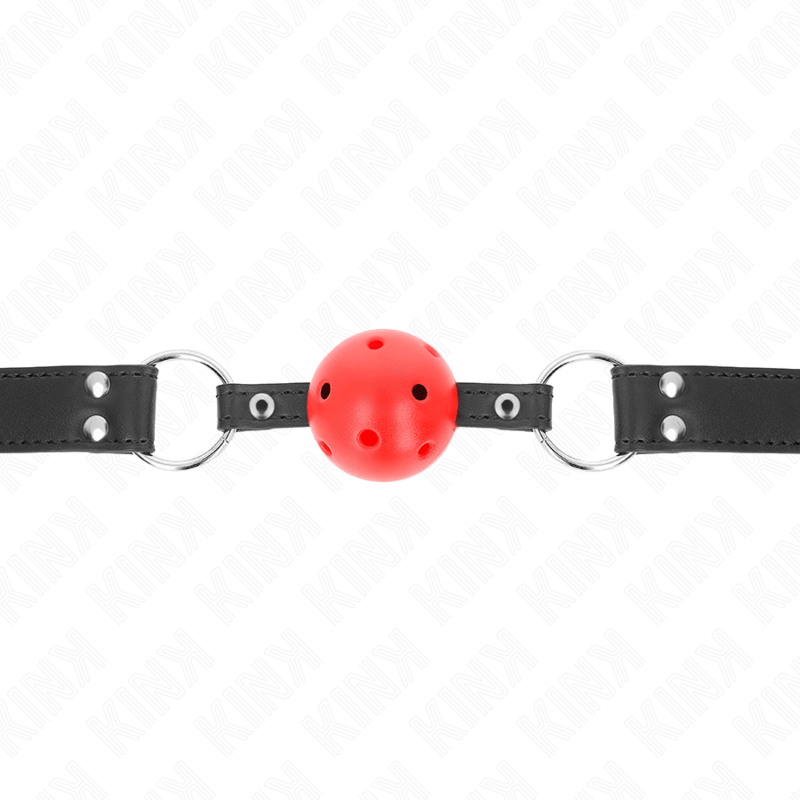 KINK - BAVAGLIO SFERA TRASPIRANTE 4 CM CON DOPPIO RIVETTO IN CUOIO 62,5 x 2,5 CM REGOLABILE 42 - 58 CM - KINK COLLAR & GAG - Intimo per le occasioni speciali | The Game Lingerie