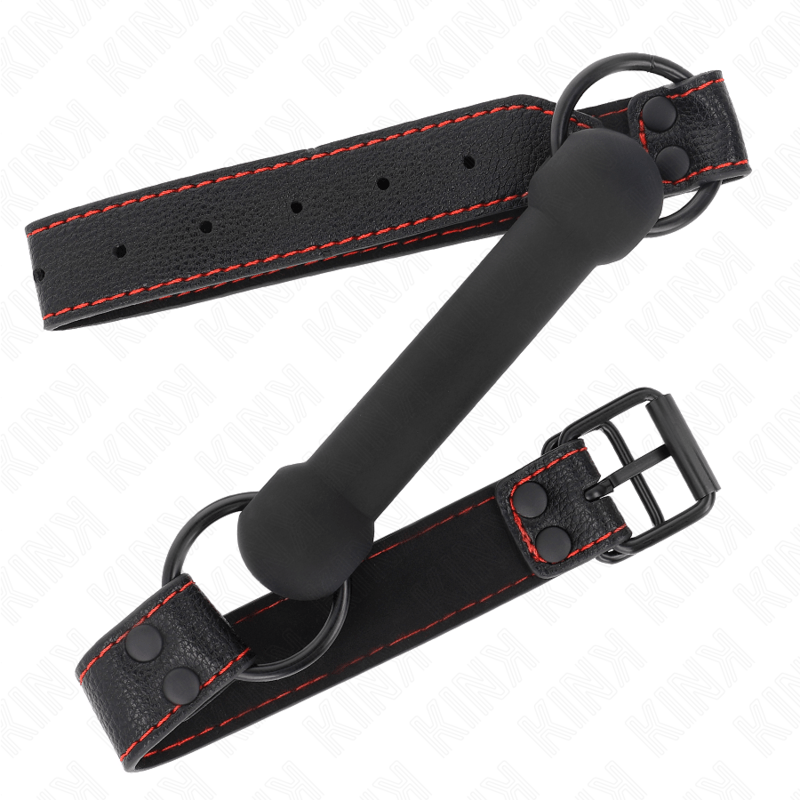 KINK - BONE GAG CON CINTURINO IN SIMILPELLE NERO REGOLABILE 41 - 57 CM - KINK COLLAR & GAG - Intimo per le occasioni speciali | The Game Lingerie