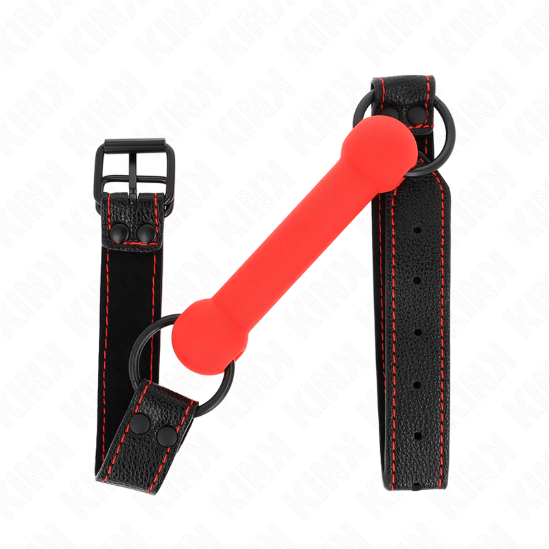 KINK - BONE GAG CON CINTURINO IN SIMILPELLE ROSSO REGOLABILE 41 - 57 CM - KINK COLLAR & GAG - Intimo per le occasioni speciali | The Game Lingerie