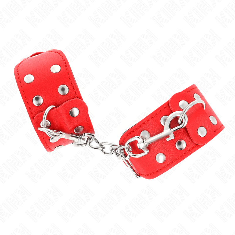 KINK - BRACCIALI CON DOPPIA LINEA DI BORCHIE REGOLABILI ROSSO - KINK WRIST RESTRAINT - Intimo per le occasioni speciali | The Game Lingerie
