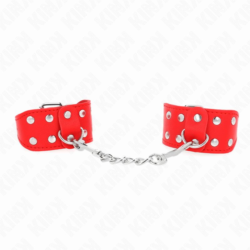 KINK - BRACCIALI CON DOPPIA LINEA DI BORCHIE REGOLABILI ROSSO - KINK WRIST RESTRAINT - Intimo per le occasioni speciali | The Game Lingerie