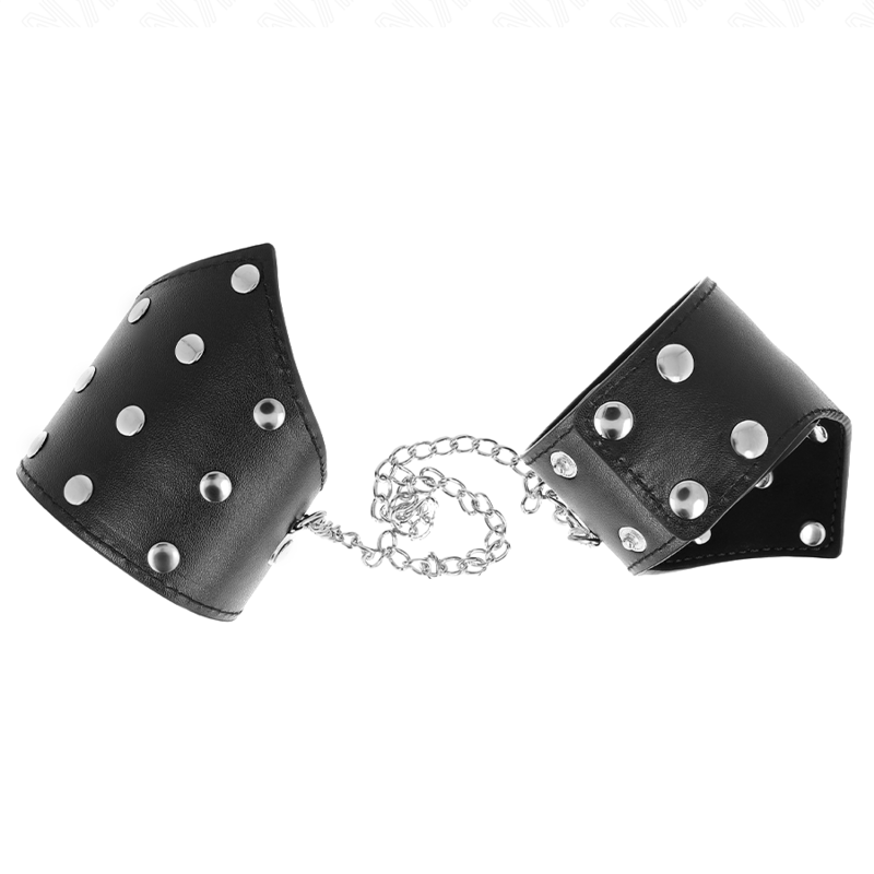 KINK - BRACCIALI STILE PUNTO NERO CON CATENA REGOLABILE 17 - 23 CM X 8,5 CM - KINK WRIST RESTRAINT - Intimo per le occasioni speciali | The Game Lingerie