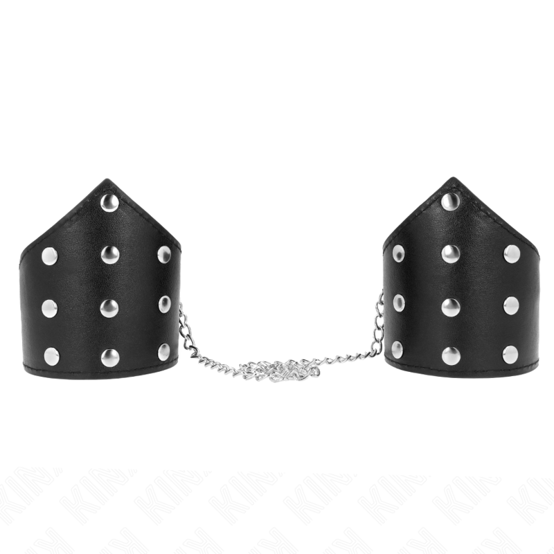 KINK - BRACCIALI STILE PUNTO NERO CON CATENA REGOLABILE 17 - 23 CM X 8,5 CM - KINK WRIST RESTRAINT - Intimo per le occasioni speciali | The Game Lingerie