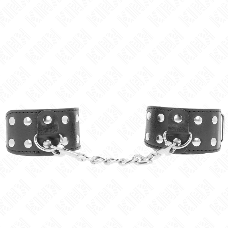 KINK - CINTURINI CON DOPPIA LINEA DI BORCHIE REGOLABILI NERO - KINK WRIST RESTRAINT - Intimo per le occasioni speciali | The Game Lingerie