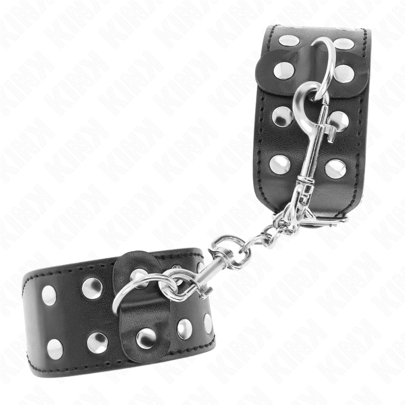 KINK - CINTURINI CON DOPPIA LINEA DI BORCHIE REGOLABILI NERO - KINK WRIST RESTRAINT - Intimo per le occasioni speciali | The Game Lingerie