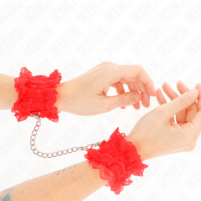 KINK - CINTURINO DA POLSO ELASTICO IN PIZZO ROSSO - KINK WRIST RESTRAINT - Intimo per le occasioni speciali | The Game Lingerie