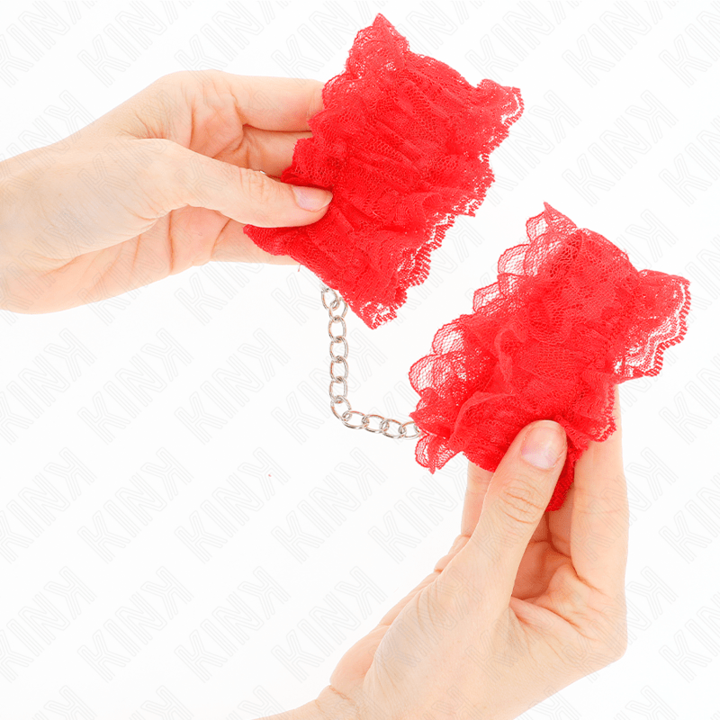 KINK - CINTURINO DA POLSO ELASTICO IN PIZZO ROSSO - KINK WRIST RESTRAINT - Intimo per le occasioni speciali | The Game Lingerie