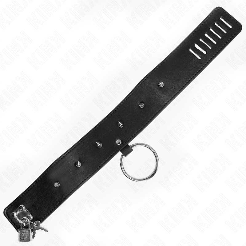 KINK - COLLANA 65 CM CON GUINZAGLIO CON BORCHIE ARGENTO MODELLO 2 REGOLABILE 36 - 43 CM X 5 CM - KINK COLLAR & GAG - Intimo per le occasioni speciali | The Game Lingerie