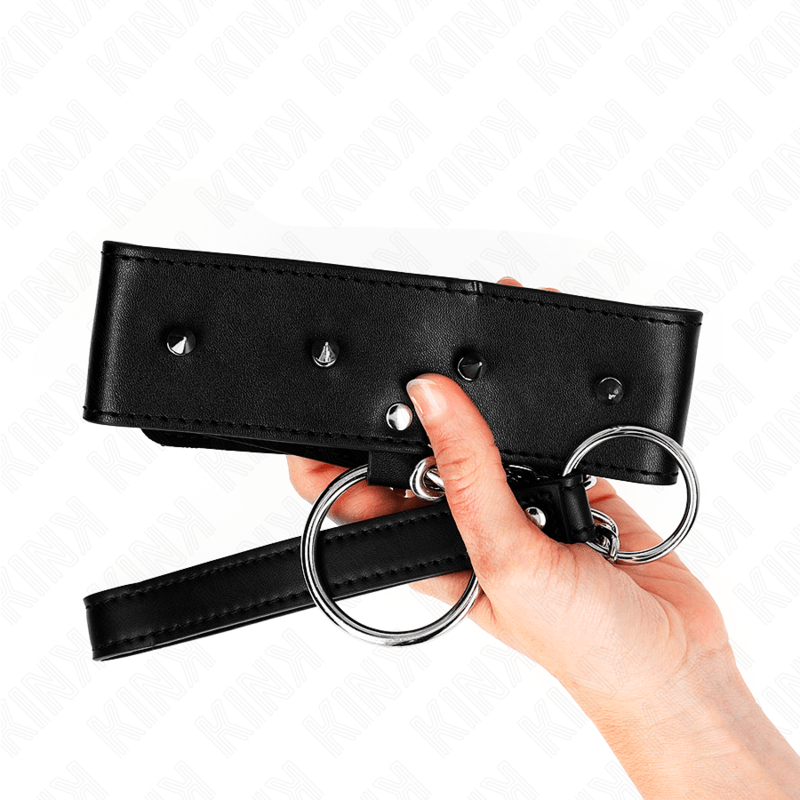 KINK - COLLANA 65 CM CON GUINZAGLIO CON BORCHIE ARGENTO MODELLO 2 REGOLABILE 36 - 43 CM X 5 CM - KINK COLLAR & GAG - Intimo per le occasioni speciali | The Game Lingerie