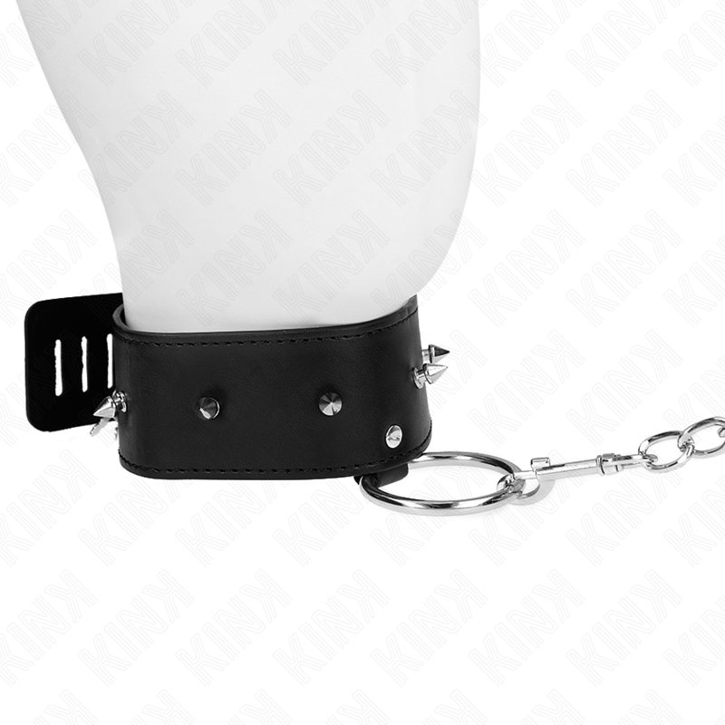 KINK - COLLANA 65 CM CON GUINZAGLIO CON BORCHIE ARGENTO MODELLO 2 REGOLABILE 36 - 43 CM X 5 CM - KINK COLLAR & GAG - Intimo per le occasioni speciali | The Game Lingerie