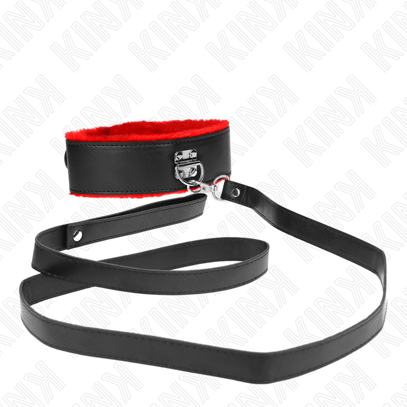 KINK - COLLANA CON CINTURA 116 CM CON CINTURINO IN PELLE ROSSO REGOLABILE 40 - 48 CM X 6 CM - KINK COLLAR & GAG - Intimo per le occasioni speciali | The Game Lingerie