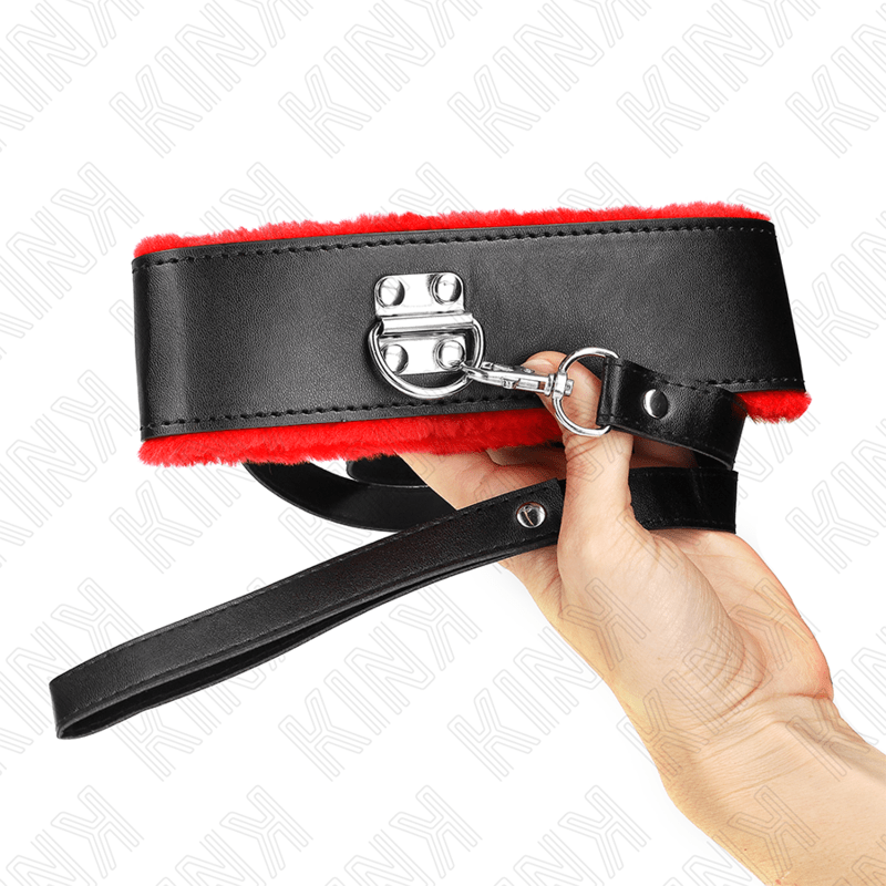 KINK - COLLANA CON CINTURA 116 CM CON CINTURINO IN PELLE ROSSO REGOLABILE 40 - 48 CM X 6 CM - KINK COLLAR & GAG - Intimo per le occasioni speciali | The Game Lingerie