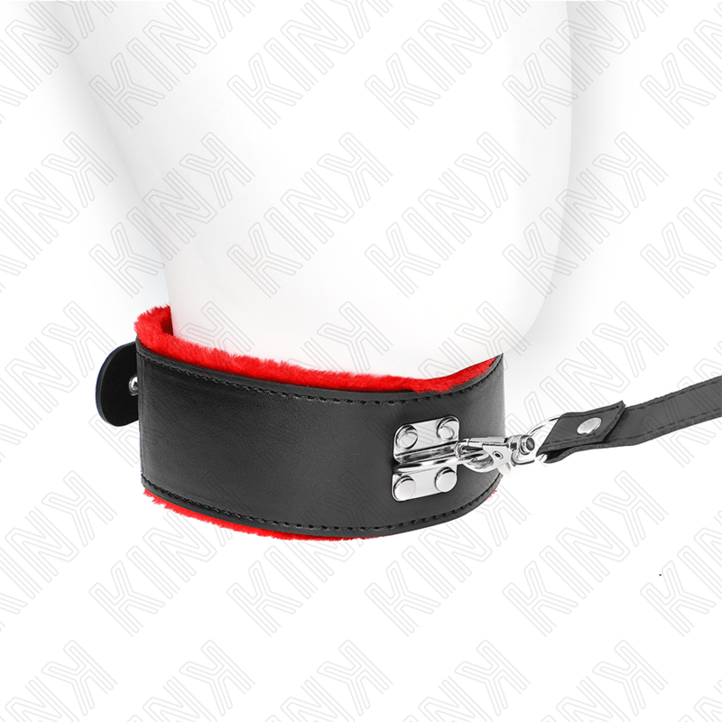 KINK - COLLANA CON CINTURA 116 CM CON CINTURINO IN PELLE ROSSO REGOLABILE 40 - 48 CM X 6 CM - KINK COLLAR & GAG - Intimo per le occasioni speciali | The Game Lingerie