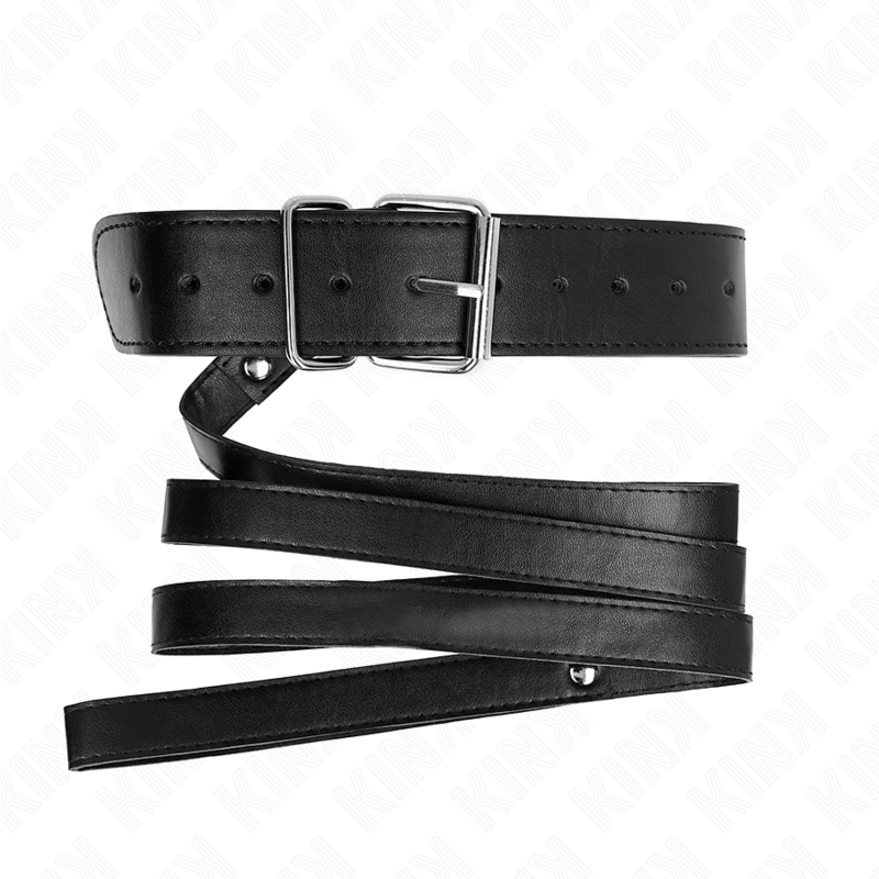 KINK - COLLANA CON CINTURA 116 CM NERO CINTURINO REGOLABILE 32 - 50 CM X 8 CM - KINK COLLAR & GAG - Intimo per le occasioni speciali | The Game Lingerie