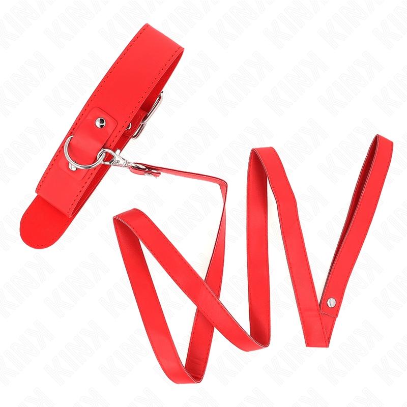 KINK - COLLANA CON CINTURA 116 CM ROJO CINTURINO REGOLABILE 32 - 50 CM X 8 CM - KINK COLLAR & GAG - Intimo per le occasioni speciali | The Game Lingerie