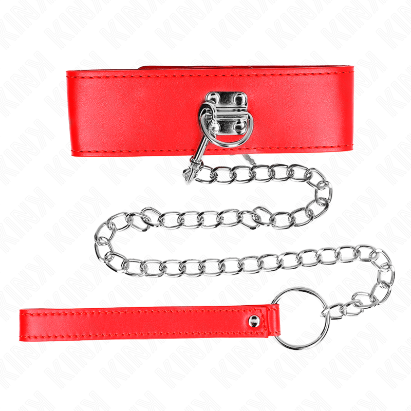 KINK - COLLANA CON CINTURA 65 CM CON LARGO CINTURINO ROSSO REGOLABILE 33,5 - 41 CM X 5 CM - KINK COLLAR & GAG - Intimo per le occasioni speciali | The Game Lingerie
