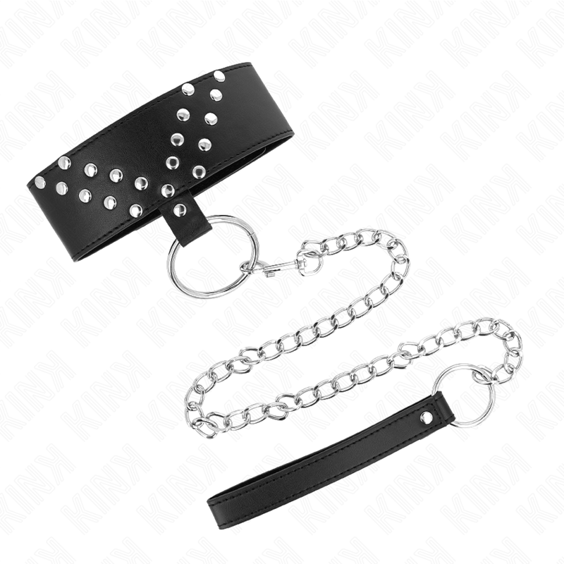 KINK - COLLANA CON CINTURA 65 CM CON RIVETTO A V REGOLABILE 36 - 43 CM X 5 CM - KINK COLLAR & GAG - Intimo per le occasioni speciali | The Game Lingerie