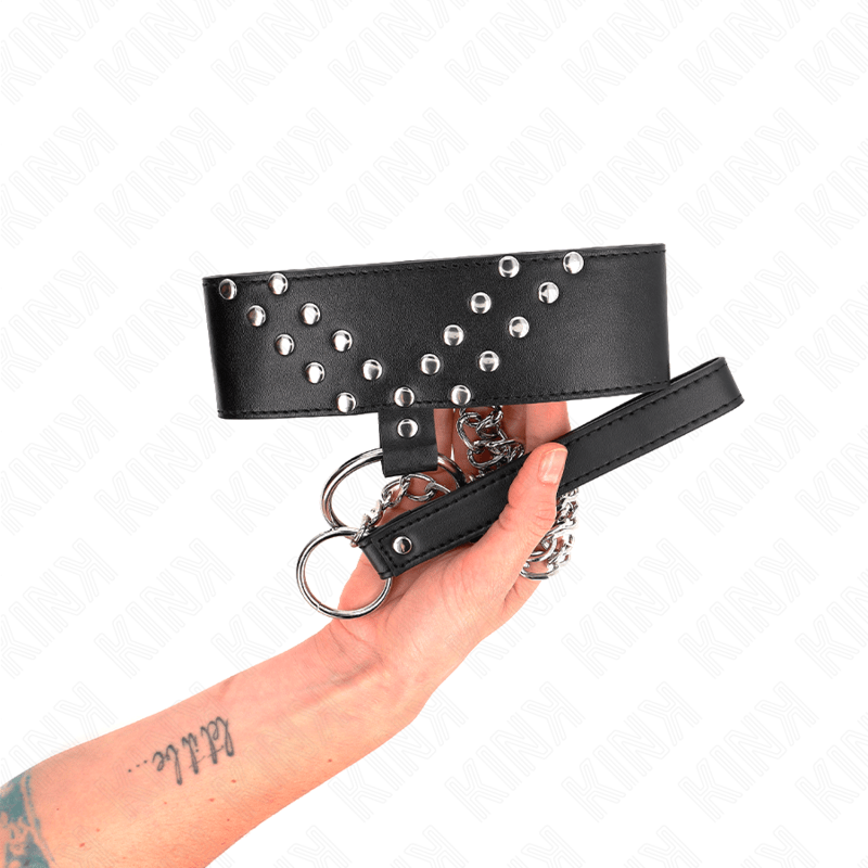 KINK - COLLANA CON CINTURA 65 CM CON RIVETTO A V REGOLABILE 36 - 43 CM X 5 CM - KINK COLLAR & GAG - Intimo per le occasioni speciali | The Game Lingerie