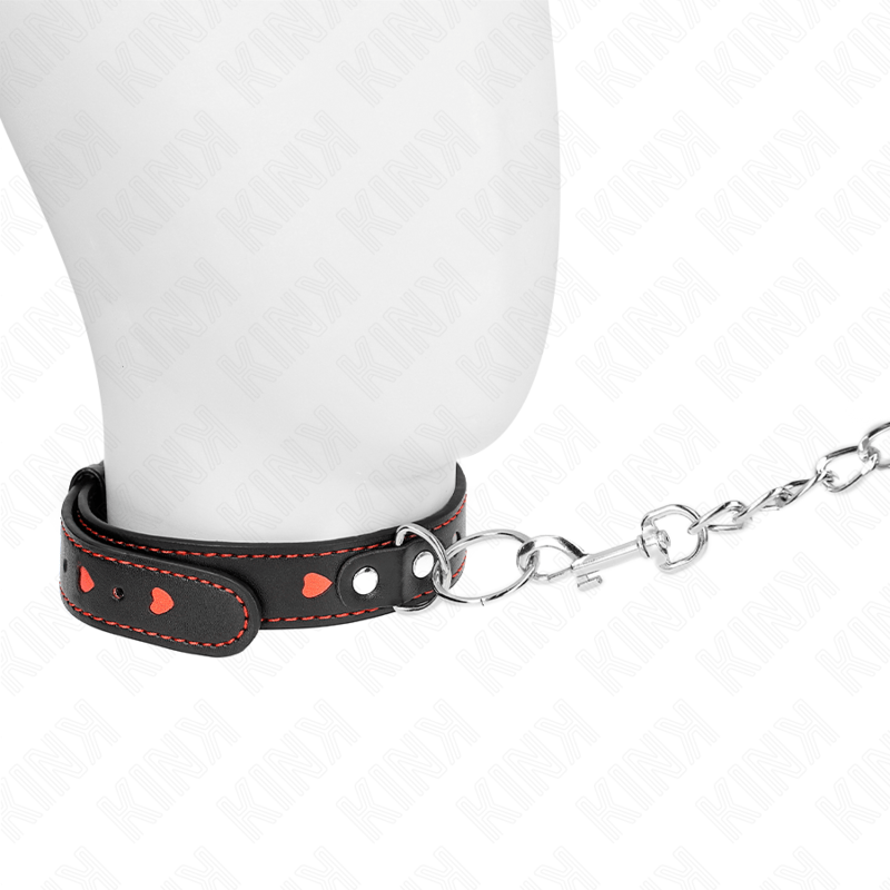 KINK - COLLANA CON CINTURINO 65 CM DETTAGLI CUORE 52,5 X 2,5 CM - KINK COLLAR & GAG - Intimo per le occasioni speciali | The Game Lingerie