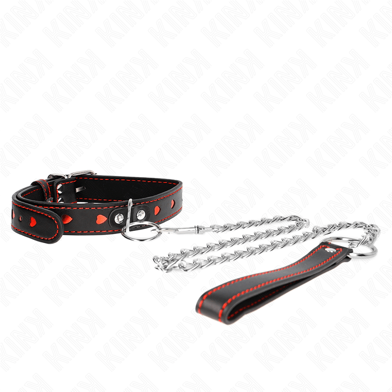 KINK - COLLANA CON CINTURINO 65 CM DETTAGLI CUORE 52,5 X 2,5 CM - KINK COLLAR & GAG - Intimo per le occasioni speciali | The Game Lingerie