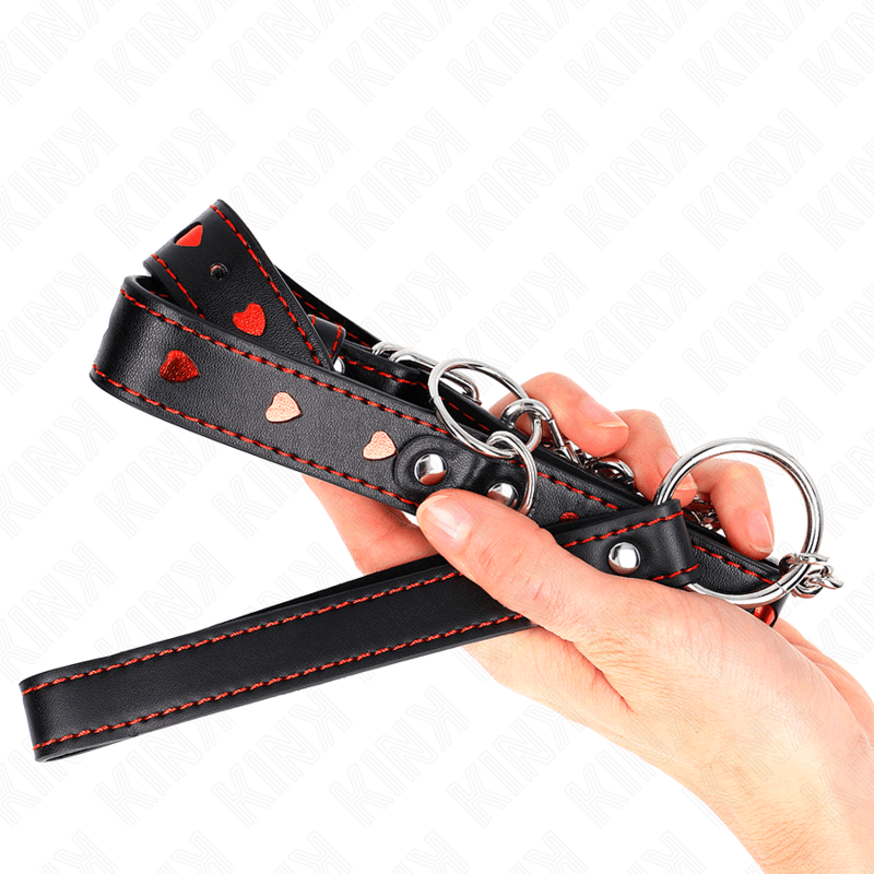 KINK - COLLANA CON CINTURINO 65 CM DETTAGLI CUORE 52,5 X 2,5 CM - KINK COLLAR & GAG - Intimo per le occasioni speciali | The Game Lingerie