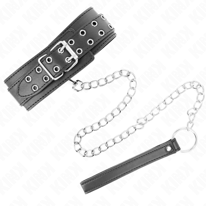 KINK - COLLANA CON CINTURINO 65 CM FIBBIE ARGENTO REGOLABILE 33 - 46 CM X 5,5 CM - KINK COLLAR & GAG - Intimo per le occasioni speciali | The Game Lingerie