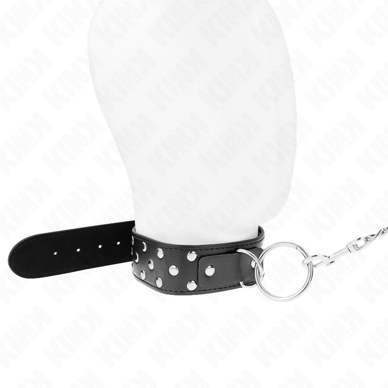KINK - COLLANA CON CINTURINO AD ANELLO RIVETTO CON CINTURA 65 CM NERO REGOLABILE 36 - 50 CM X 3,8 CM - KINK COLLAR & GAG - Intimo per le occasioni speciali | The Game Lingerie