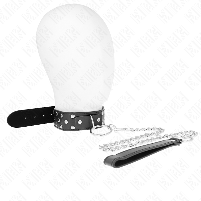 KINK - COLLANA CON CINTURINO AD ANELLO RIVETTO CON CINTURA 65 CM NERO REGOLABILE 36 - 50 CM X 3,8 CM - KINK COLLAR & GAG - Intimo per le occasioni speciali | The Game Lingerie