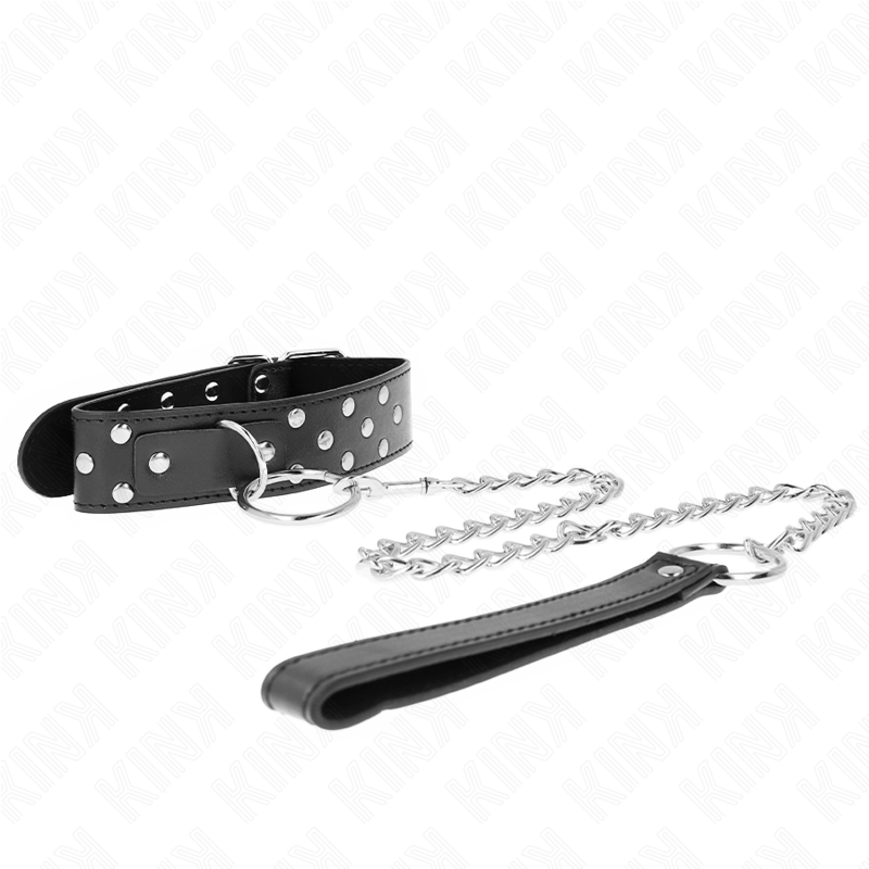 KINK - COLLANA CON CINTURINO AD ANELLO RIVETTO CON CINTURA 65 CM NERO REGOLABILE 36 - 50 CM X 3,8 CM - KINK COLLAR & GAG - Intimo per le occasioni speciali | The Game Lingerie