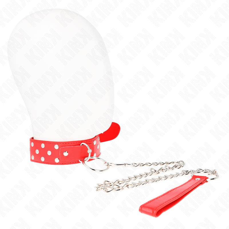 KINK - COLLANA CON CINTURINO AD ANELLO RIVETTO CON CINTURA 65 CM ROSSO REGOLABILE 36 - 50 CM X 3,8 CM - KINK COLLAR & GAG - Intimo per le occasioni speciali | The Game Lingerie