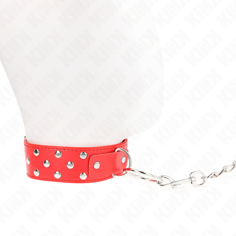 KINK - COLLANA CON CINTURINO AD ANELLO RIVETTO CON CINTURA 65 CM ROSSO REGOLABILE 36 - 50 CM X 3,8 CM - KINK COLLAR & GAG - Intimo per le occasioni speciali | The Game Lingerie