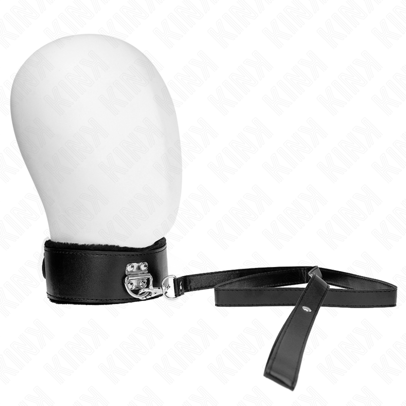 KINK - COLLANA CON GUINZAGLIO 116 CM CON BORCHIE IN ARGENTO MODELLO 4 NERO REGOLABILE 40 - 48 CM X 6 CM - KINK COLLAR & GAG - Intimo per le occasioni speciali | The Game Lingerie