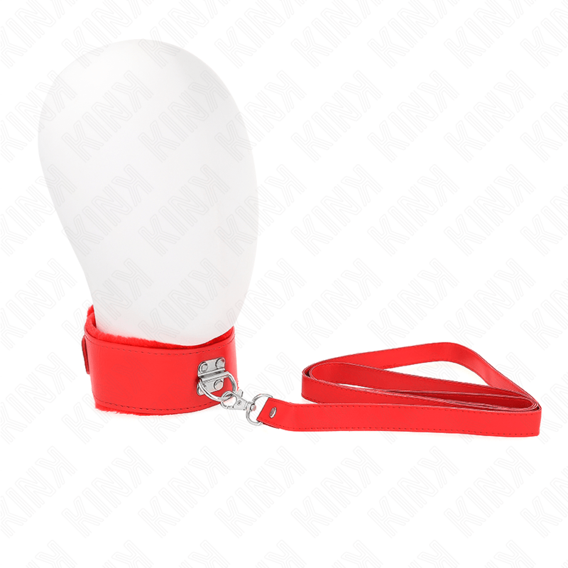 KINK - COLLANA CON GUINZAGLIO 116 CM CON BORCHIE IN ARGENTO MODELLO 4 ROSSO REGOLABILE 40 - 48 CM X 6 CM - KINK COLLAR & GAG - Intimo per le occasioni speciali | The Game Lingerie