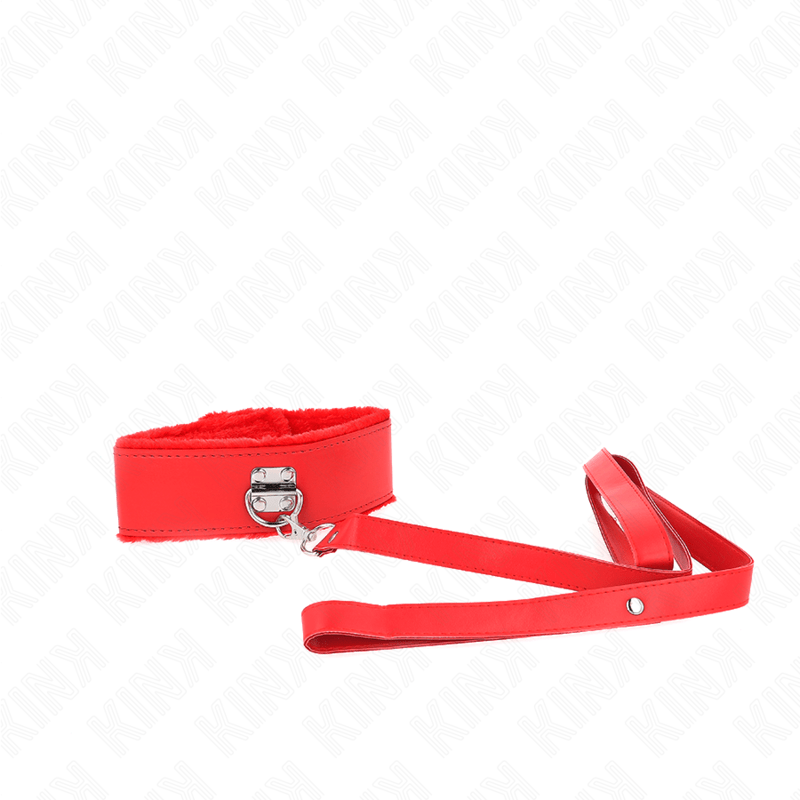 KINK - COLLANA CON GUINZAGLIO 116 CM CON BORCHIE IN ARGENTO MODELLO 4 ROSSO REGOLABILE 40 - 48 CM X 6 CM - KINK COLLAR & GAG - Intimo per le occasioni speciali | The Game Lingerie